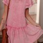Sachet Pink Mineral Wash Raw Edge Ruffle Mini Dress