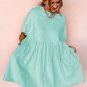 Moonlight Jade Solid Color Pocketed Raw Edge Babydoll Dress