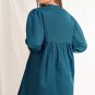 Blue Sapphire Colorblock Split V Neck Puff Sleeve Mini Dress