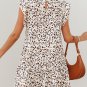 Khaki Leopard Ruffled Flutter Sleeve Keyhole Back Mini Dress