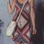 Red Geometric Paisley Print Sleeveless Shift Mini Dress