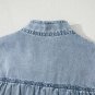 Real Teal Bowknot Neck Sleeveless Ruffled Chambray Dress