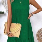 Bright Green Knot Scoop Back Ruffle Hem Sleeveless Mini Dress