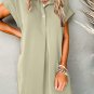 Laurel Green Buttoned Collar Shift T Shirt Mini Dress