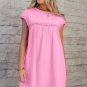 Pink Frilled Trim Crew Neck Loose Fit Mini Dress