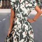 Floral Flutter Sleeve Buttons Ruffled Hem Mini Dress