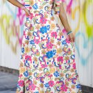 Rose Red Striped Trim Self-tie Straps Floral Maxi Dress