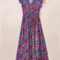 Blue Floral Print V Neck Wrap Split Maxi Dress