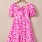Rose Floral Print Square Neck Empire Waist Flowy Dress
