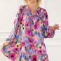 Multicolour Floral Tie Neck Bubble Sleeve Shift Dress