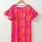 Pink Voluminous Ruffled Sleeve Floral Dress