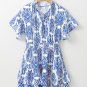 Ashleigh Blue Vintage Floral Print Wide Ruffled Sleeve Dress