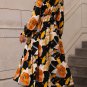 Orange Floral Print Tie Neck Long Sleeve Dress