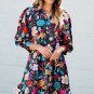 Green Floral Print Puff Sleeve Ruffled Mini Dress