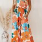 Orange Floral Self Tied Straps Smocked Bust Maxi Dress