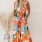 Orange Floral Self Tied Straps Smocked Bust Maxi Dress