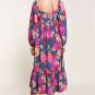 Multicolour Floral Print Square Neck Ruffled High Waist Dress
