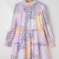Multicolour Floral Smocked Mock Neck Ruffled Tiered Bubble Sleeve Dress
