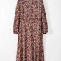 Brown Floral Print Split Front Tiered Frilled V Neck Midi Dress