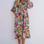 Green Floral Puff Sleeve V Neck Tassel Drawstring Dress