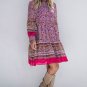 Purple Floral Smocked Puff Sleeve High Neck Mini Dress
