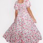 Pink Floral Puff Sleeve Square Neck Empire Waist Tiered Maxi Dress