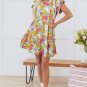 Sky Blue Floral Print Smocked Notch V Neck Flutter Sleeve Mini Dress