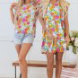 Sky Blue Floral Print Smocked Notch V Neck Flutter Sleeve Mini Dress
