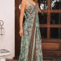 Green Floral Print V Neck Backless Tassel Waist Maxi Dress