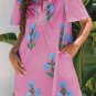 Rose Floral Short Sleeve Split Neck Loose Mini Dress