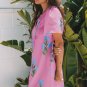 Rose Floral Short Sleeve Split Neck Loose Mini Dress