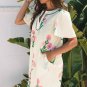 Apricot Floral Short Sleeve Split Neck Loose Mini Dress