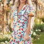 Green Floral Print Zipper Ruffled Short Sleeve High Waist Mini Dress