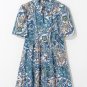 Blue Bohemian Paisley Floral V Neck Short Sleeve Mini Dress