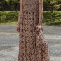 Brown Floral Smocked Bodice High Waist Flowy Sun Dress