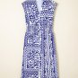 Dirty blue Shirred Waist V Neck Sleeveless Floral Print Midi Dress