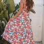 Red Boho Floral Ruffled Strap V Neck Maxi Dress