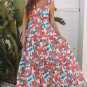 Red Boho Floral Ruffled Strap V Neck Maxi Dress