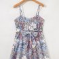 Sky Blue Floral Tiered Patchwork Spaghetti Strap Vacation Dress