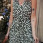 Green Boho Floral Print V Neck Tunic Sleeveless Dress