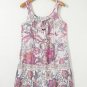 Multicolour Floral Print Fringed Tie U Neck Sleeveless Mini Dress