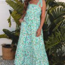 Green Floral Lace Tied Strap Empire Waist Maxi Dress