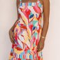 Multicolor Abstract Print Striped Trim Maxi Sundress