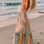 Multicolor Boho Patchwork Print Square Neck Sundress