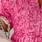 Pink Paisley Print Boho Holiday Ruffle Tiered Maxi Dress