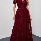 Red Blue Fill Your Heart Lace Maxi Dress