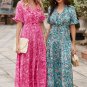Pink Paisley Print Boho Holiday Ruffle Tiered Maxi Dress