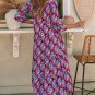 Abstract Geometric Print Long Sleeve High Waist Dress