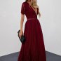 Fiery Red Blue Fill Your Heart Lace Maxi Dress