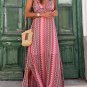 Red Halter Neck Tribal Boho Printed Backless Maxi Dress
